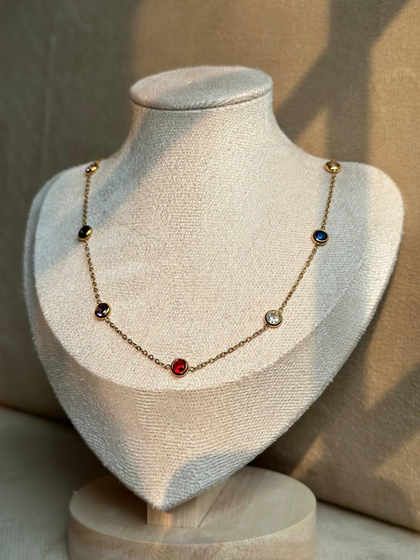 Rainbow gemstone necklace