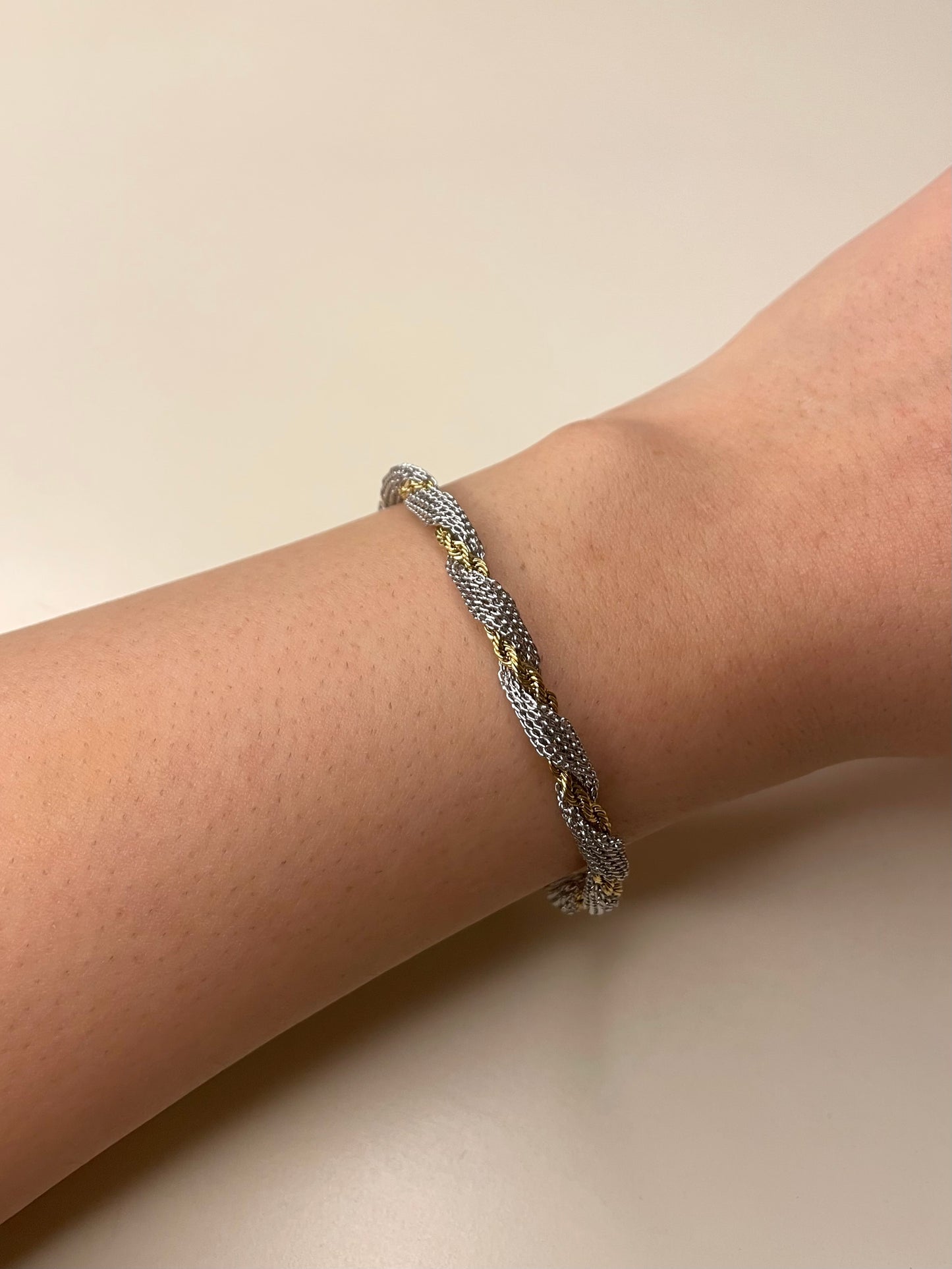 Silver-gold twisted bracelet