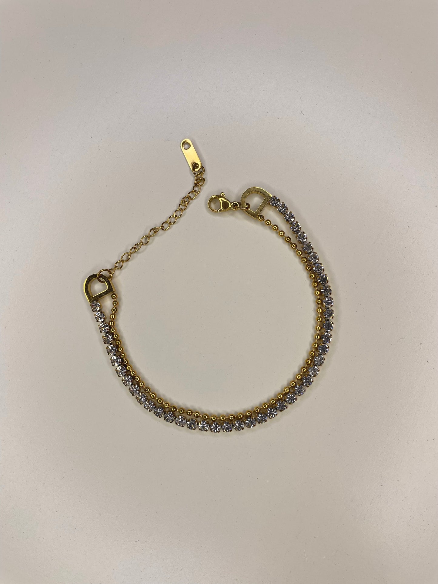 Zircon and ball chain bracelet
