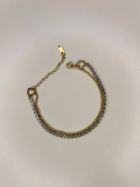 Zircon and ball chain bracelet