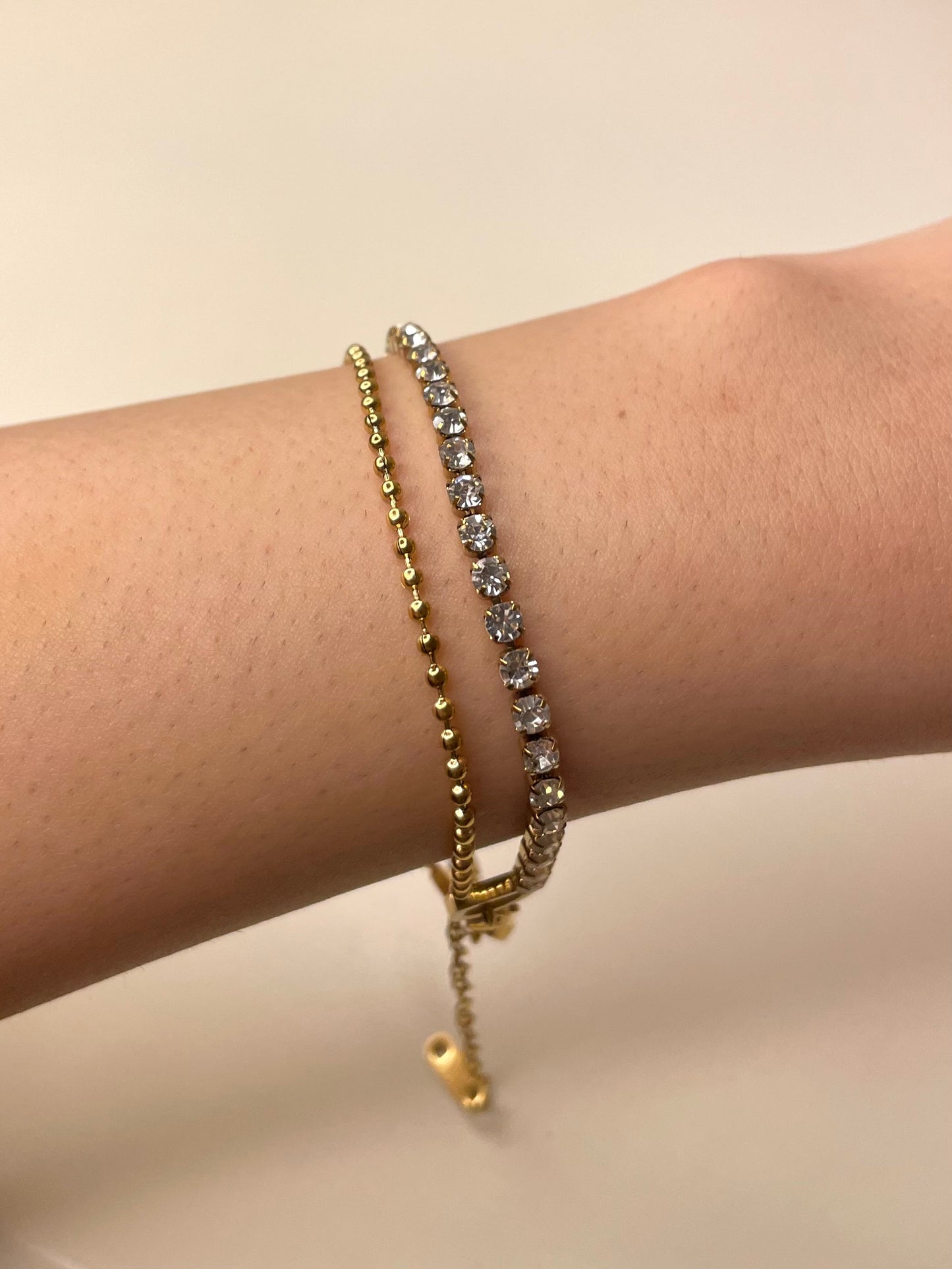 Zircon and ball chain bracelet