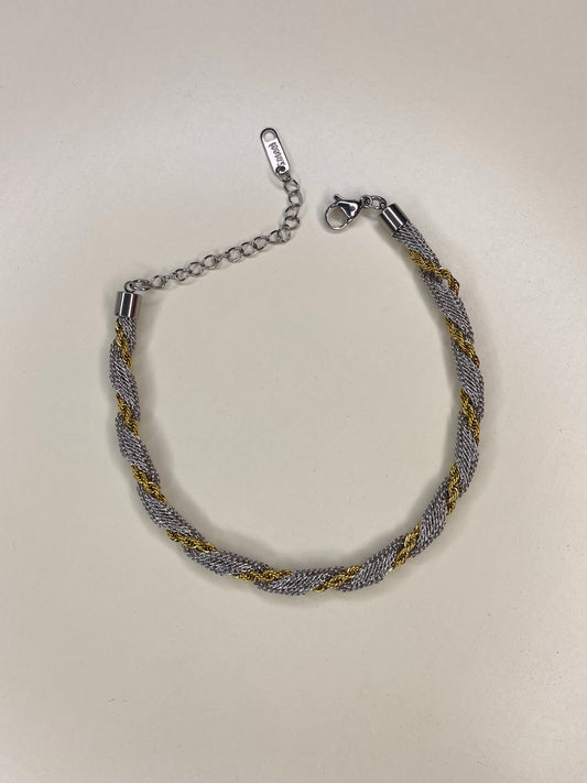 Silver-gold twisted bracelet